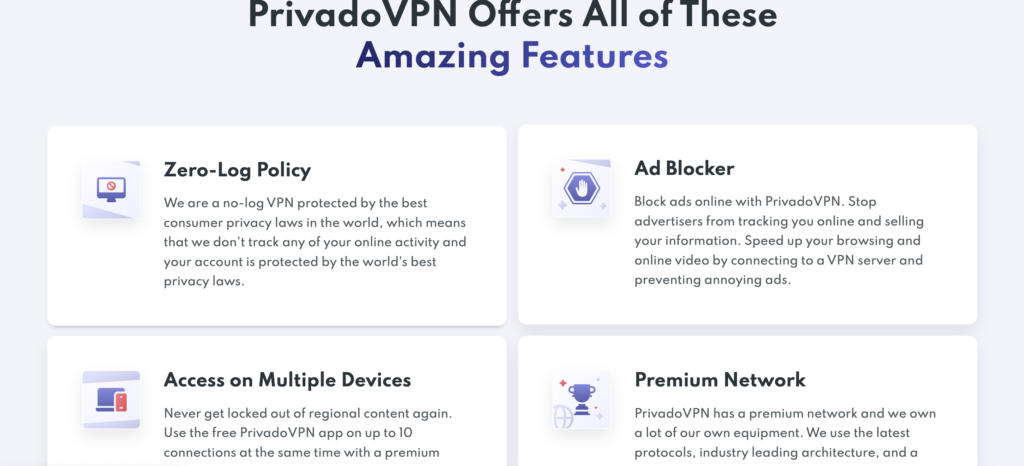 PrivadoVPN Features - PrivadoVPN Review
